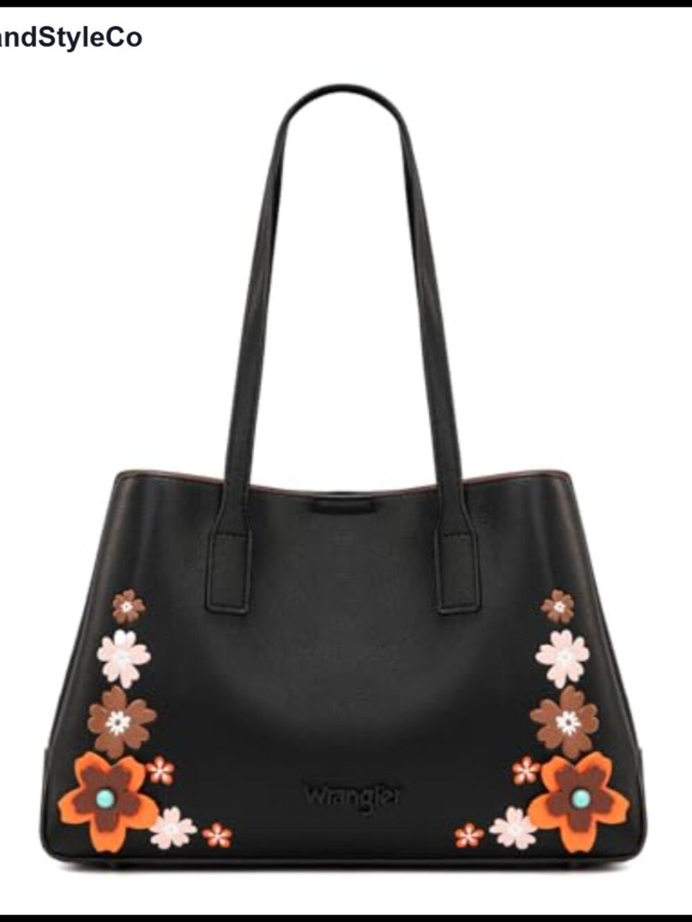 Floral Tote Bag PU Leather Top Handle Satchel Shoulder Bag Large Capacity